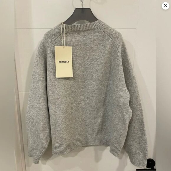 NWT! Adanola ADA Oversized Knit Sweatshirt - Light Grey Melange w/ Navy - Picture 3 of 4